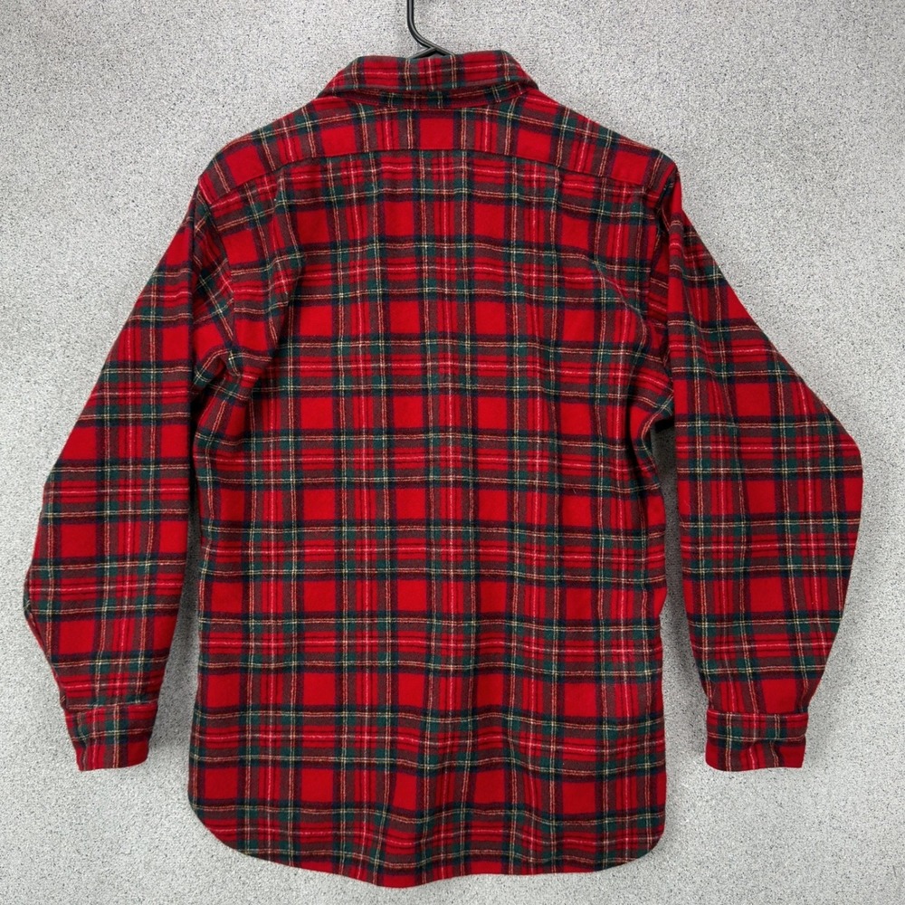 Pendleton Mens VTG Red Tartan Plaid Virgin Wool Flannel Button Down Shirt L USA - Picture 12 of 12